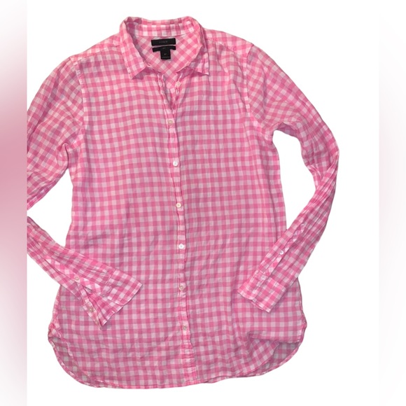 J Crew Gingham Pink/white pattern, Cotton Shirt size 8Tall - Picture 5 of 13